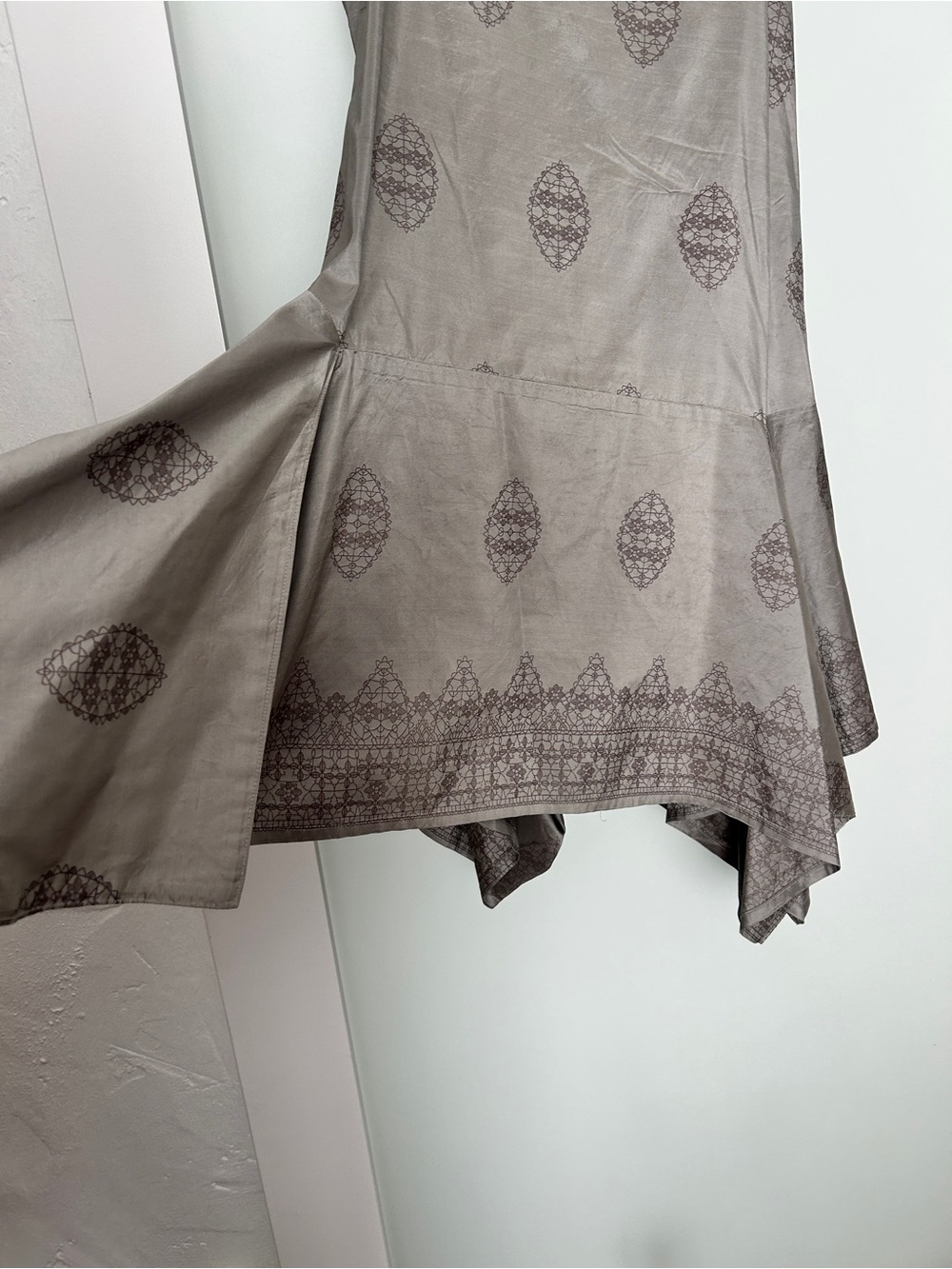Krista Larson gray silk tunic dress asymmetrical one size - Picture 2 of 8